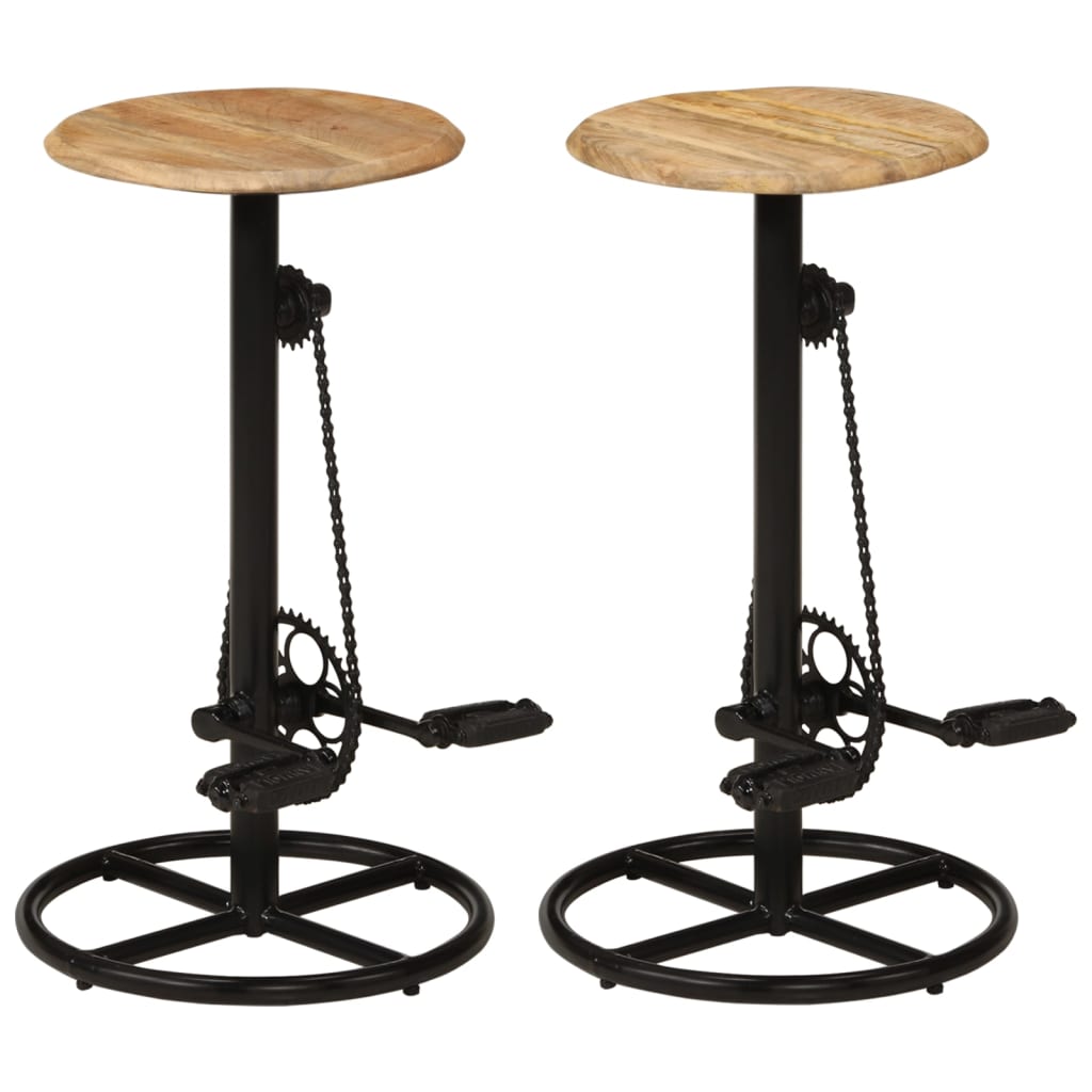 Bar stools, 2 pcs., solid mango wood