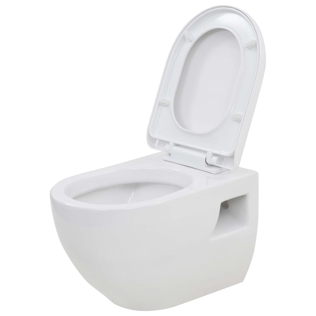 Wall-mounted toilet, ceramic, white