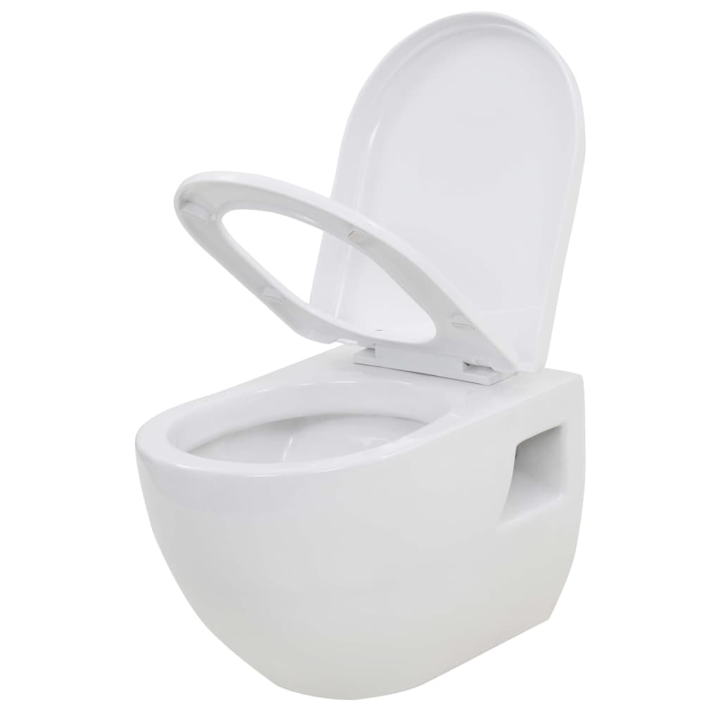 Wall-mounted toilet, ceramic, white