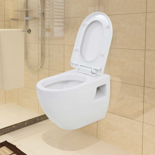 Wall-mounted toilet, ceramic, white