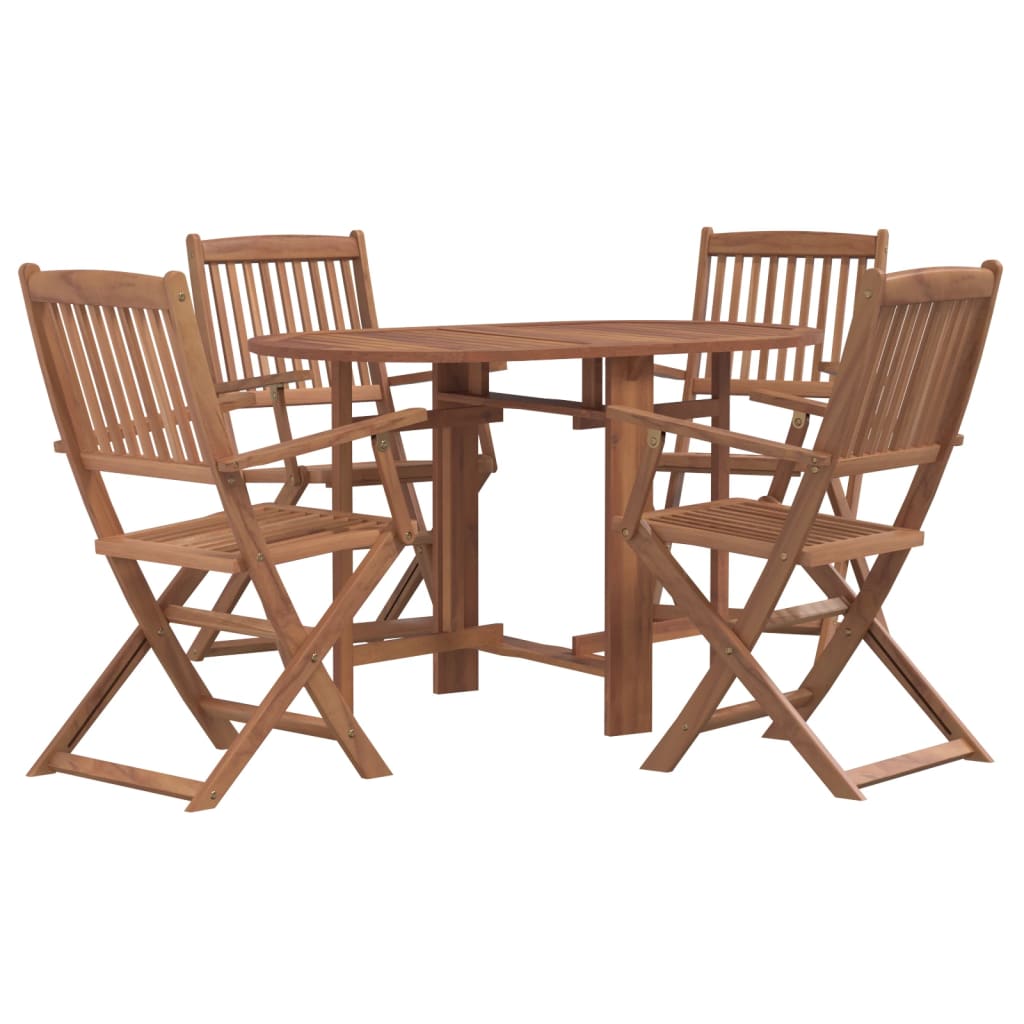 5-piece folding outdoor furniture set, solid acacia wood