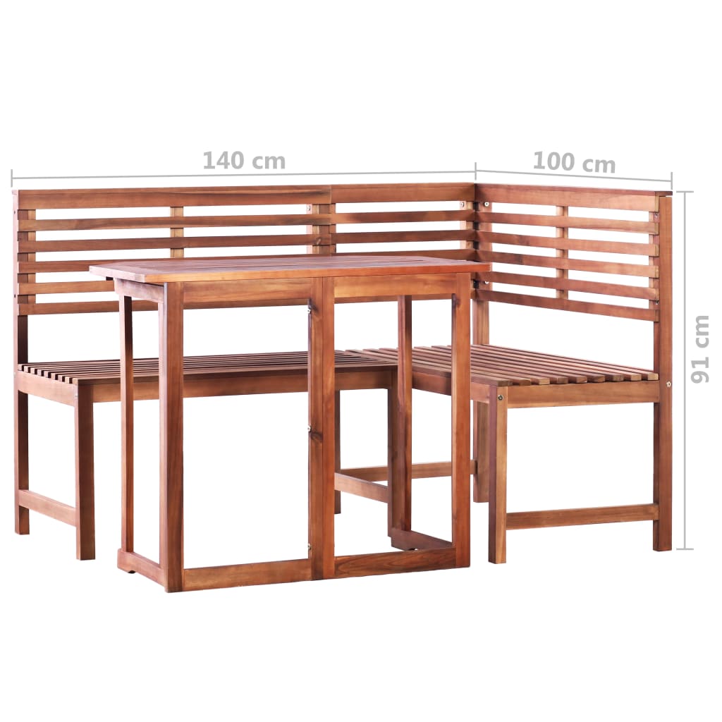 Bistro furniture set, 2 pieces, solid acacia wood