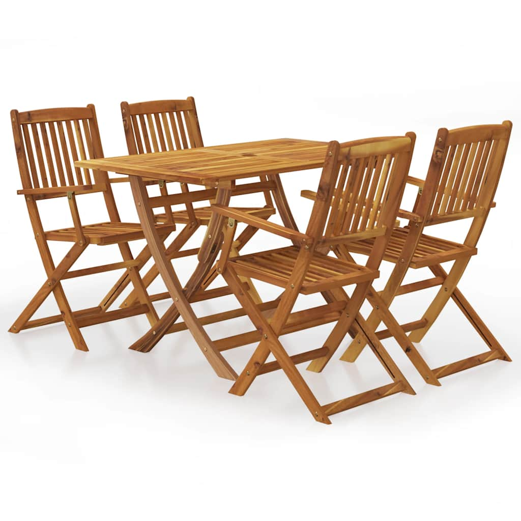 5-piece folding outdoor furniture set, solid acacia wood