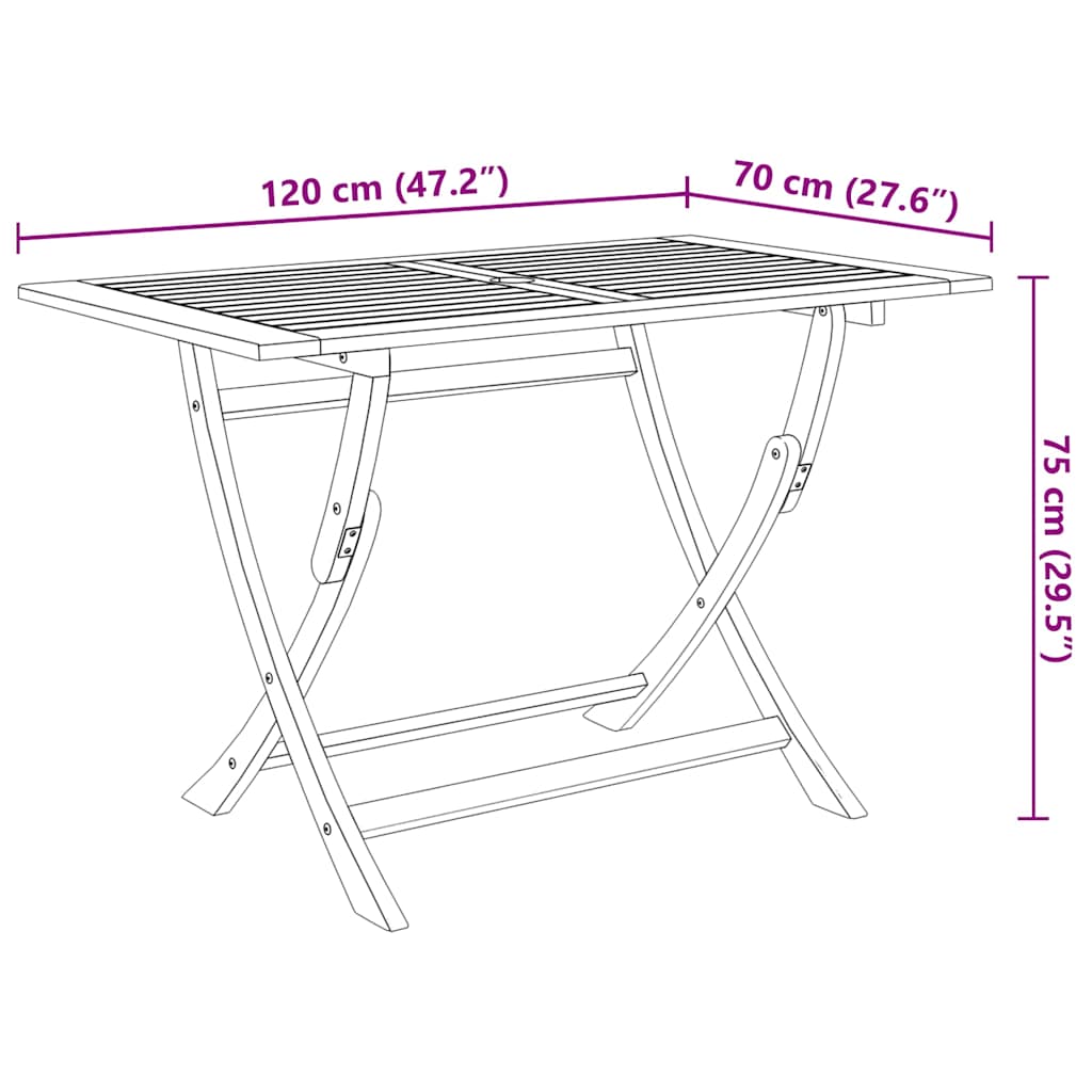 5-piece folding outdoor furniture set, solid acacia wood