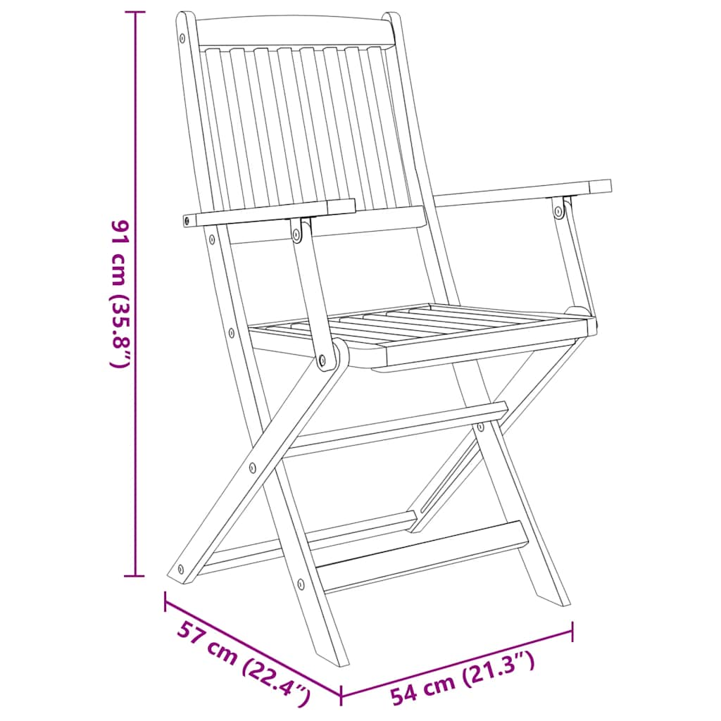 5-piece folding outdoor furniture set, solid acacia wood