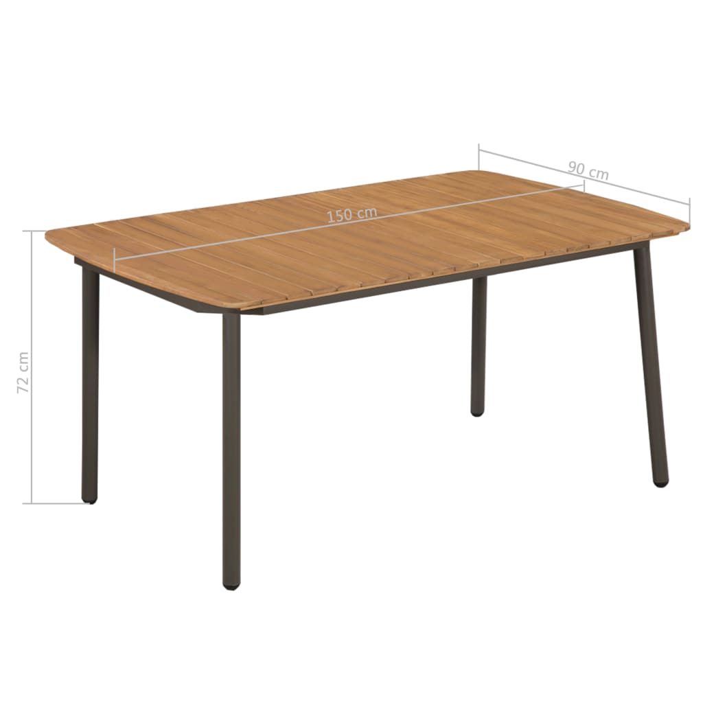 Set mobilier de exterior, 7 piese, lemn masiv de acacia și oțel