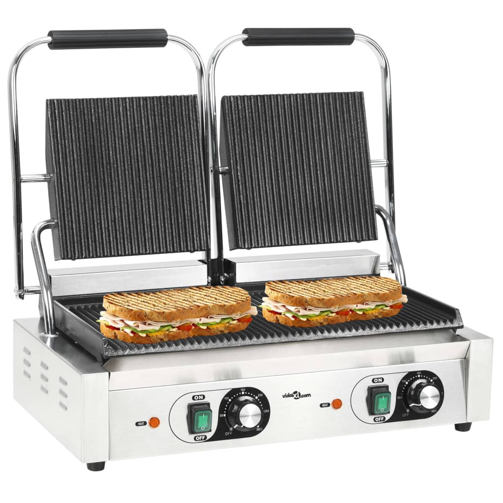 Double Panini Grill with Ribs, 57x30.5x20 cm, 3600 W