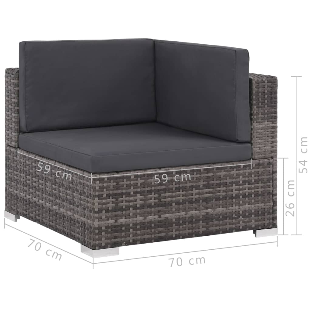 6-piece garden furniture set with cushions, grey, polyrattan