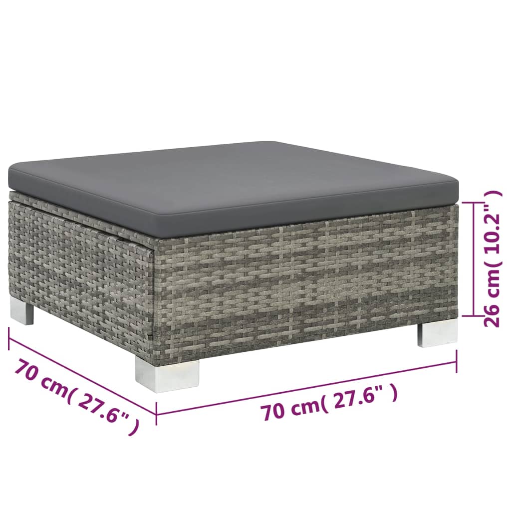 Set mobilier de grădină cu perne, 10 piese, gri, poliratan