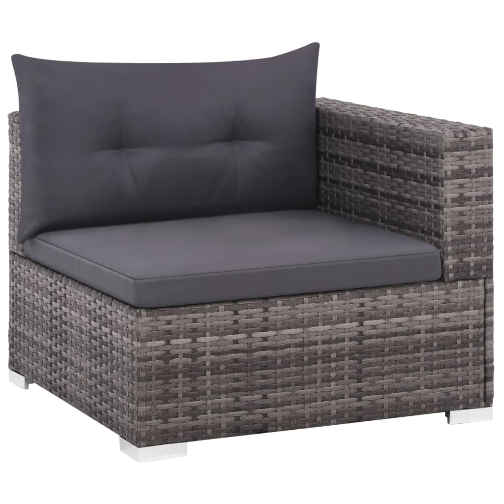 3-piece garden furniture set with cushions, grey, polyrattan