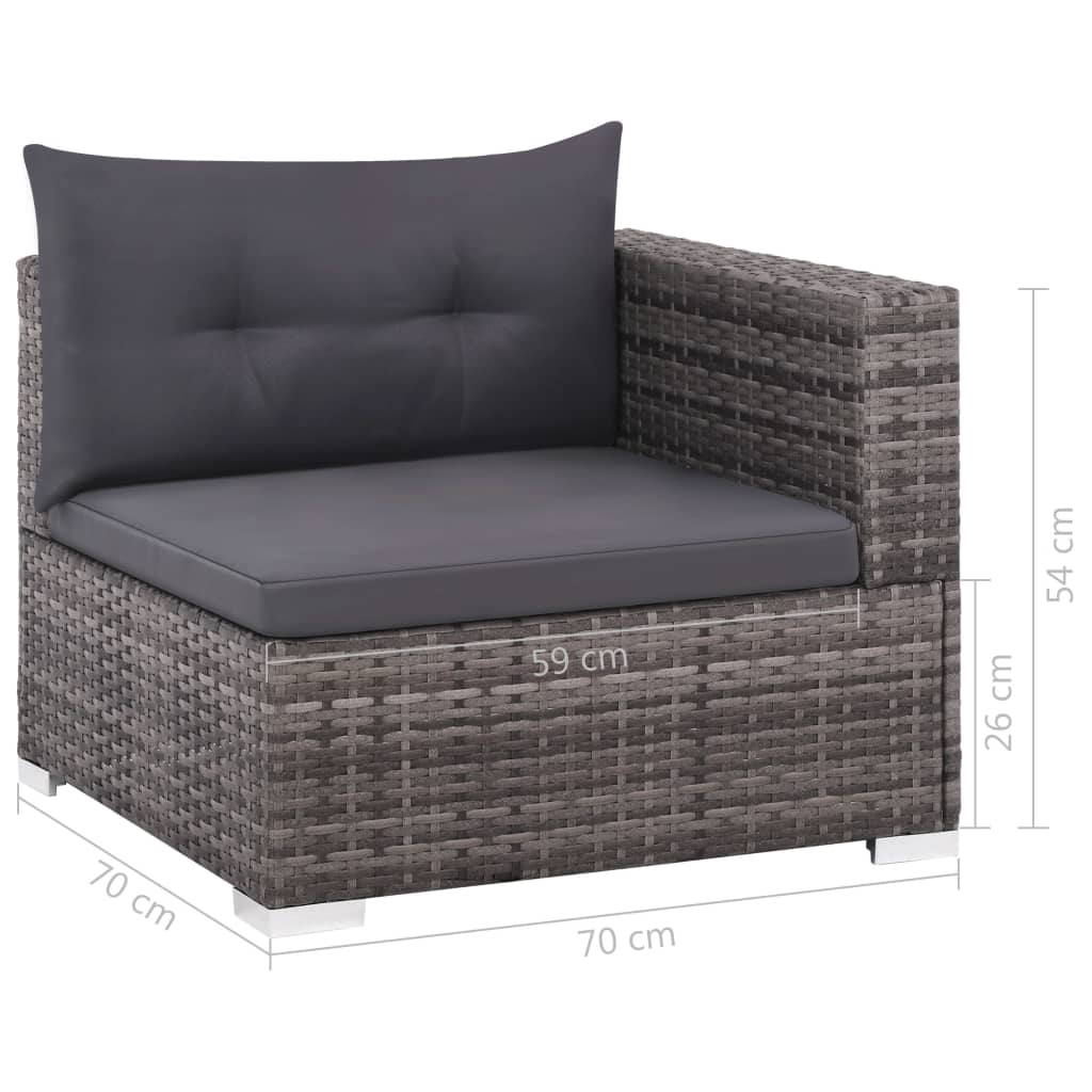 3-piece garden furniture set with cushions, grey, polyrattan