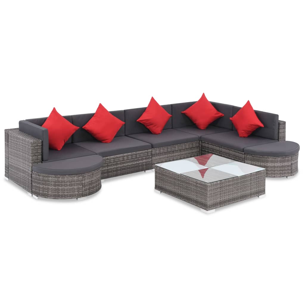 8-piece garden furniture set with cushions, grey, polyrattan