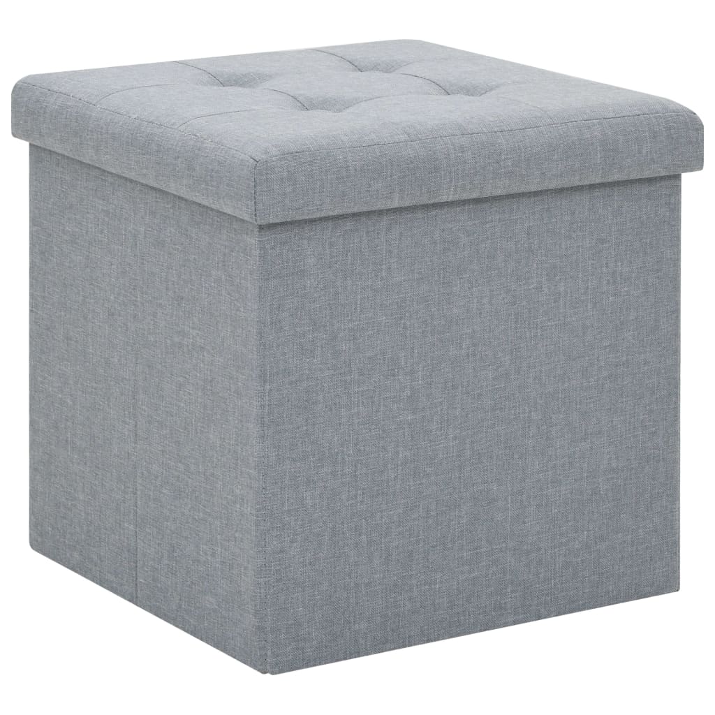 Folding storage stool, light gray, textile