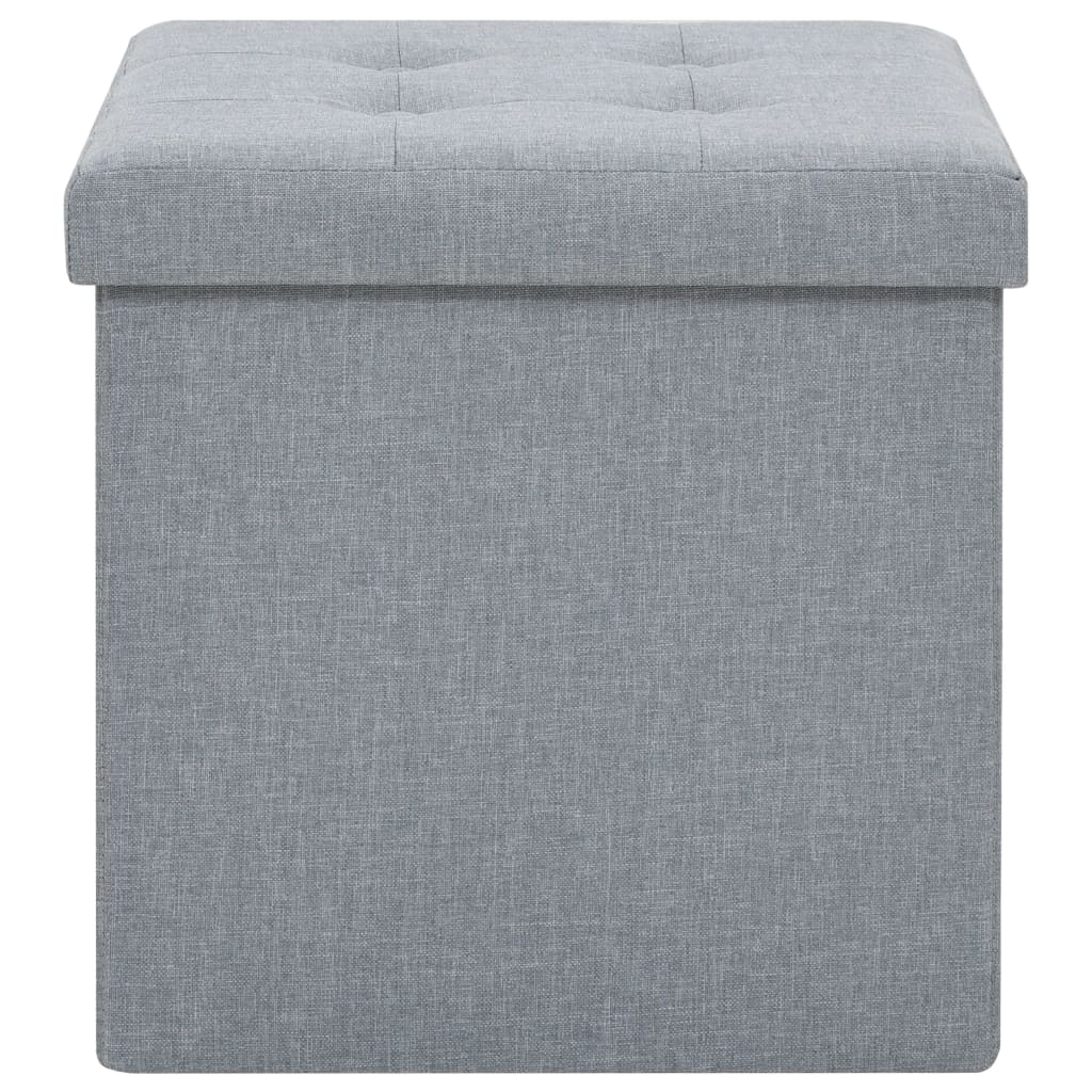 Folding storage stool, light gray, textile