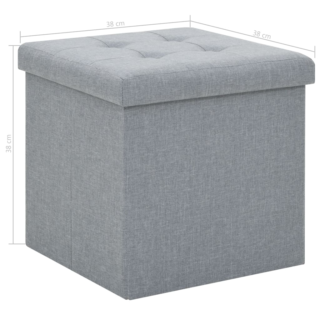 Folding storage stool, light gray, textile