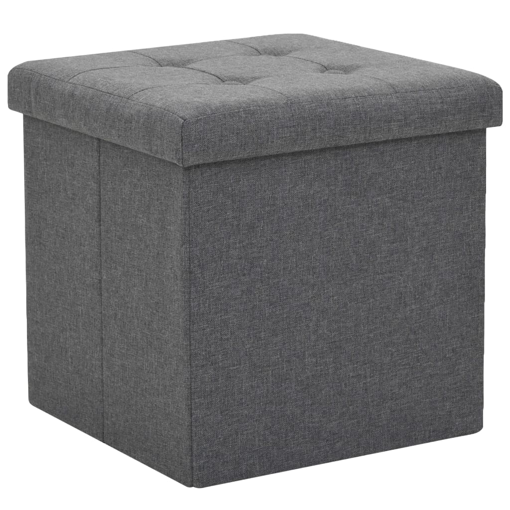 Folding storage stools, 2 pcs., dark grey, textile