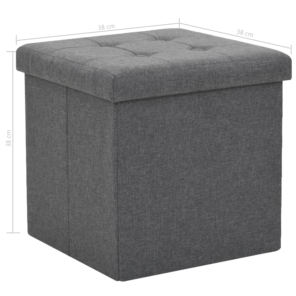 Folding storage stools, 2 pcs., dark grey, textile