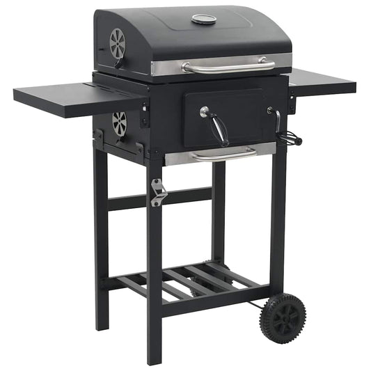 Charcoal barbecue grill, lower shelf, black