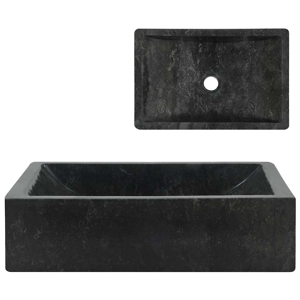 Sink, high-gloss black, 45x30x12 cm, marble