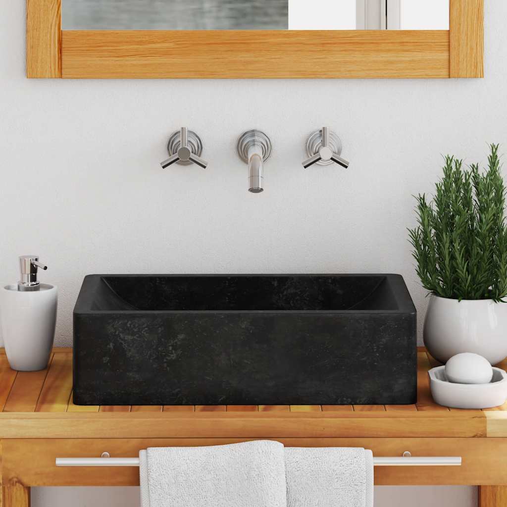 Sink, high-gloss black, 45x30x12 cm, marble