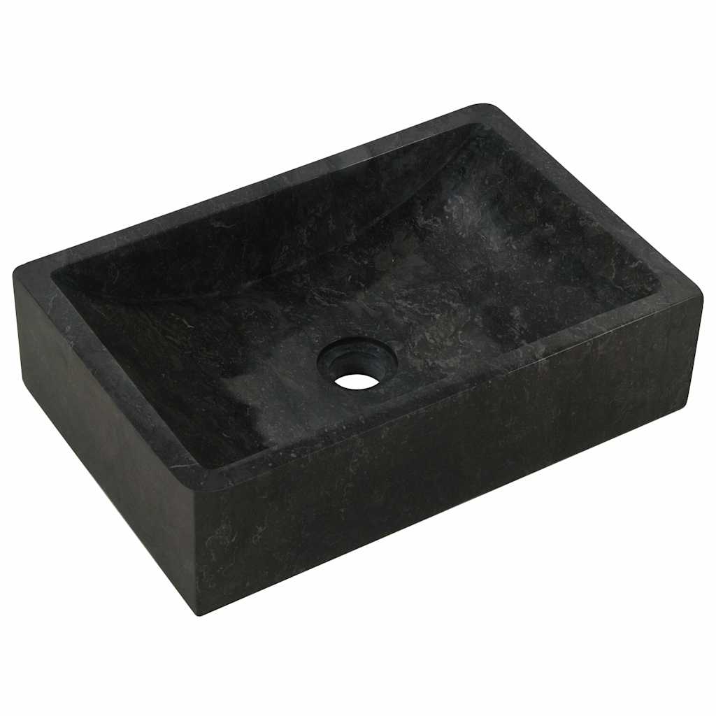 Sink, high-gloss black, 45x30x12 cm, marble