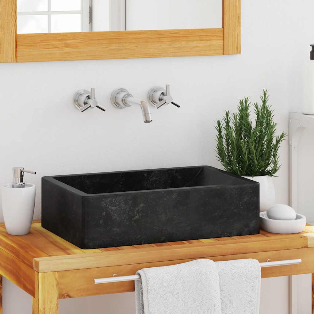 Sink, high-gloss black, 45x30x12 cm, marble