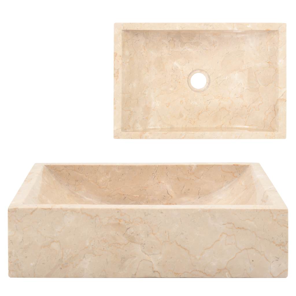 Sink, high-gloss cream, 45x30x12 cm, marble