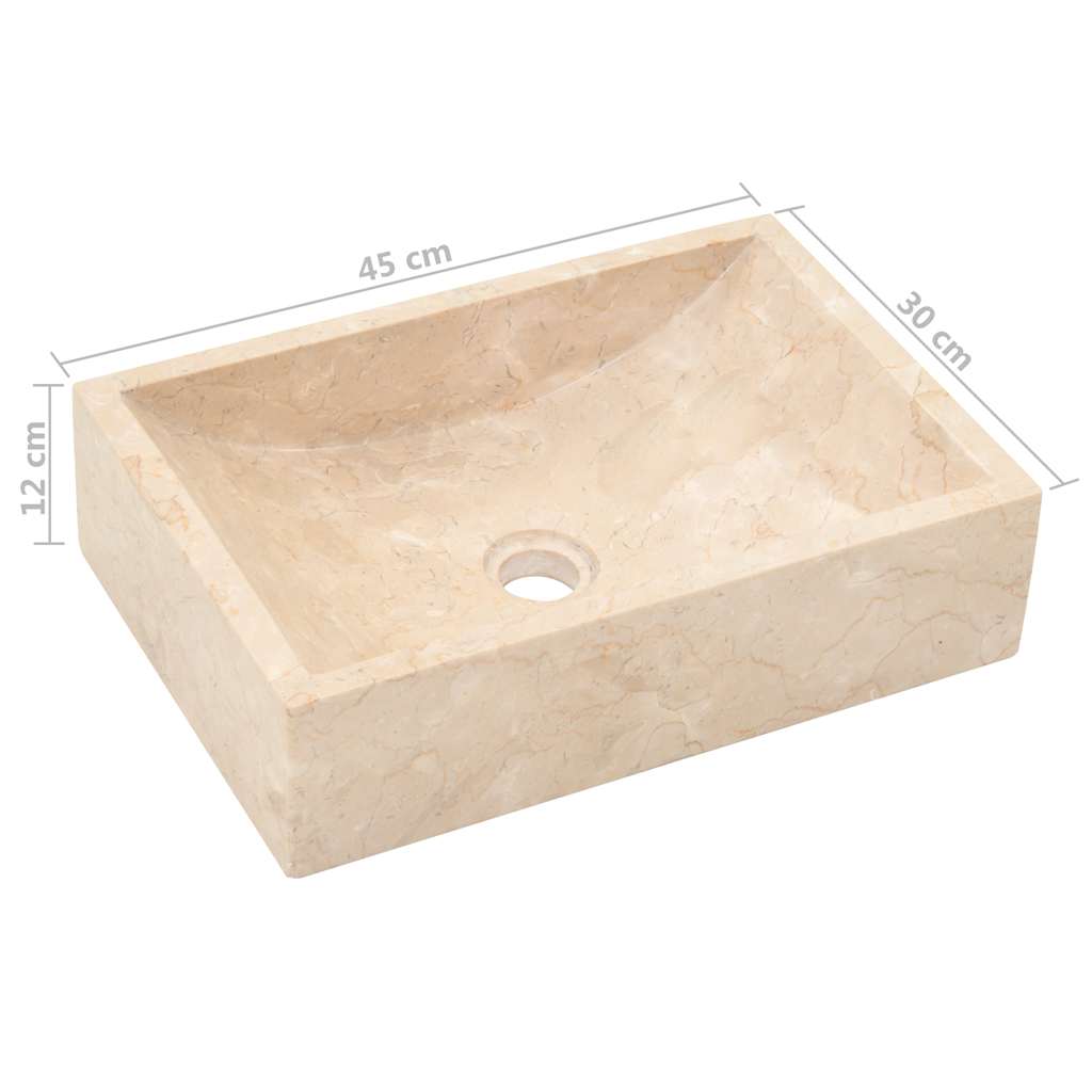 Sink, high-gloss cream, 45x30x12 cm, marble