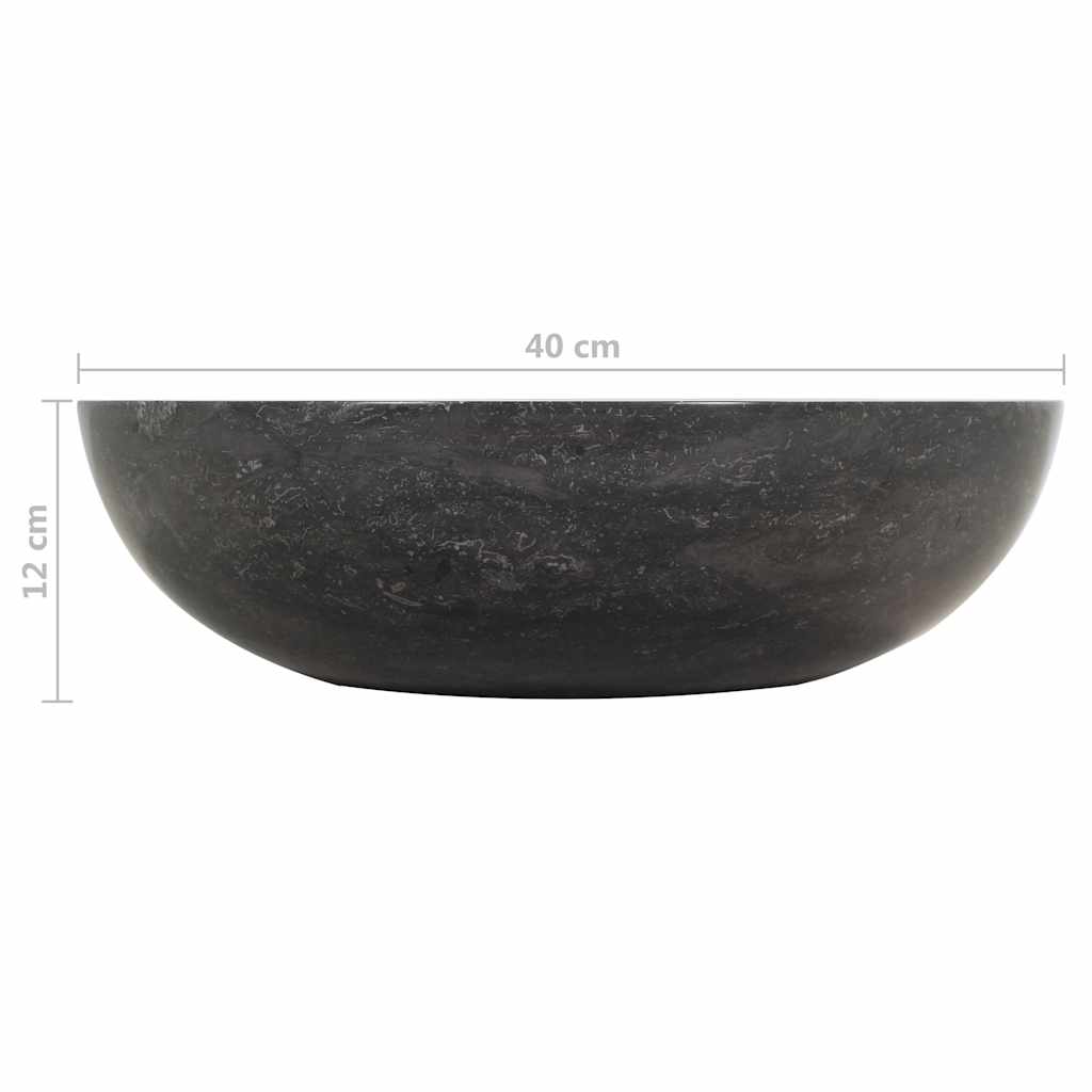 Sink, black, 40 x 12 cm, marble