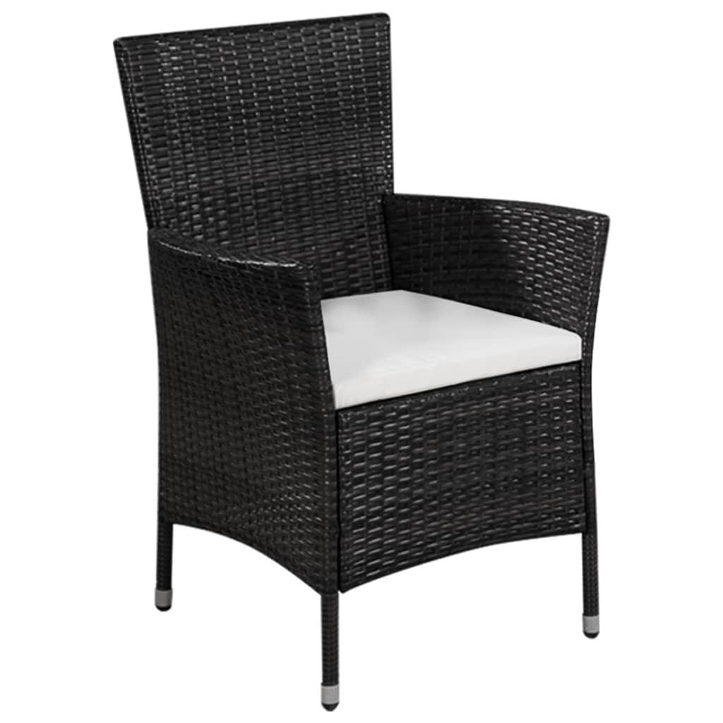 Set mobilier bistro, 3 piese, negru, poliratan