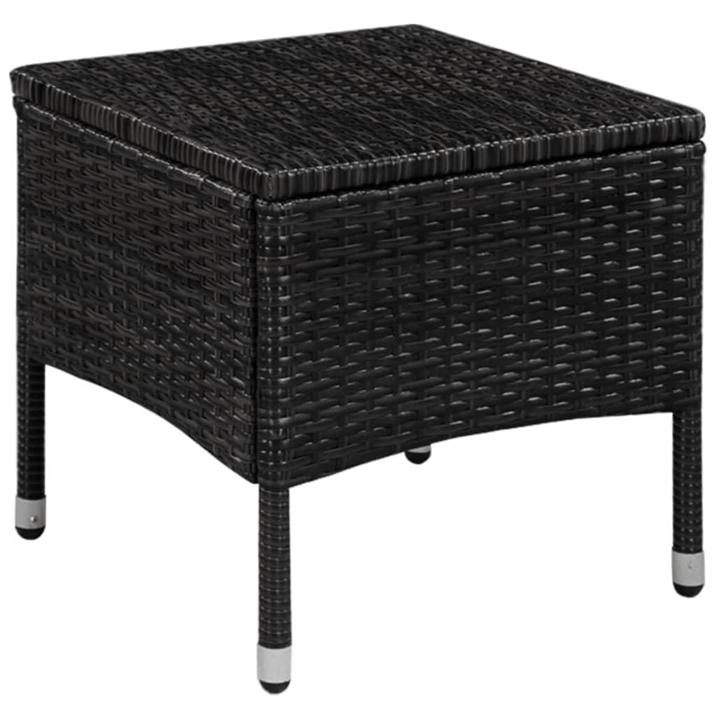 Bistro furniture set, 3 pieces, black, polyrattan