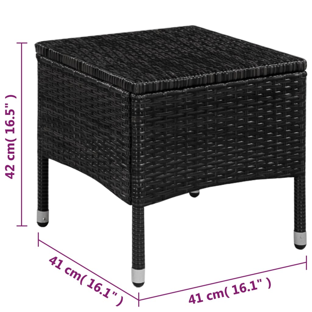 Bistro furniture set, 3 pieces, black, polyrattan