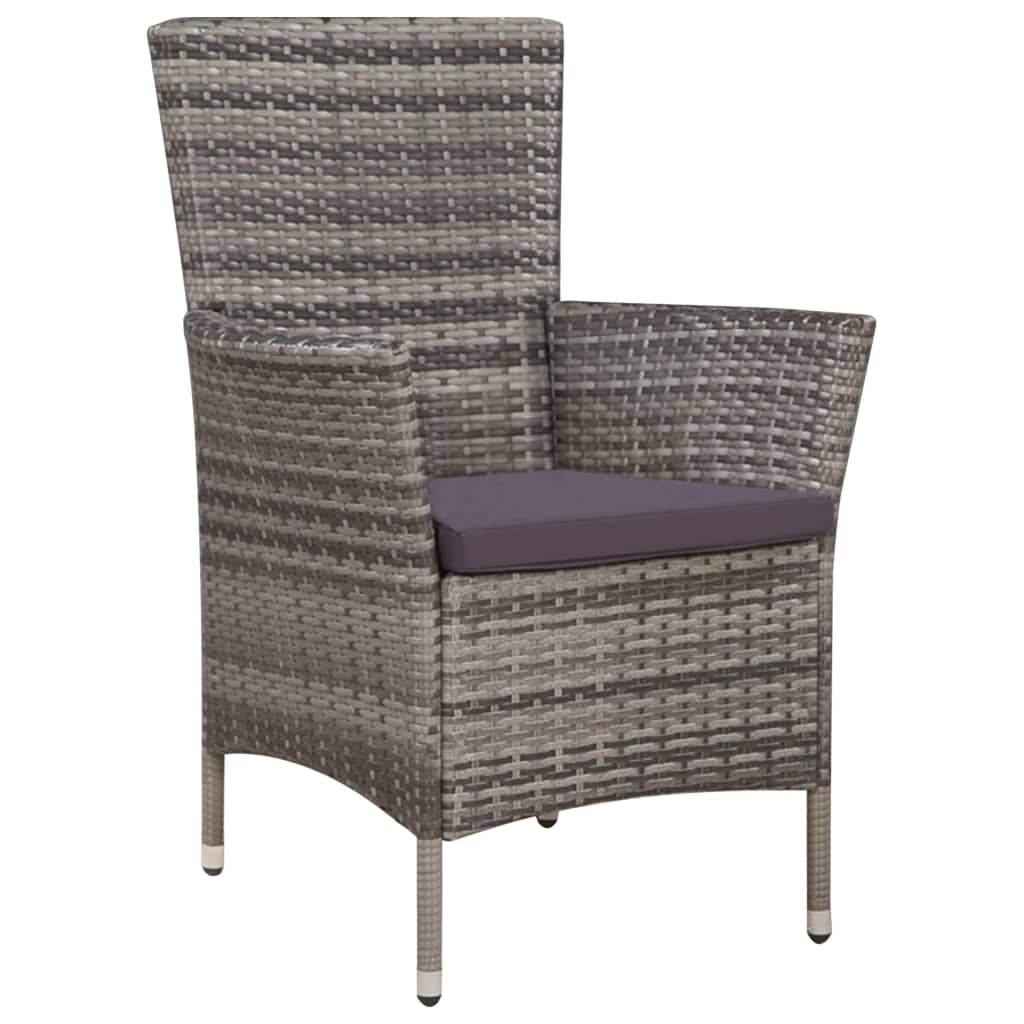 Bistro furniture set, 3 pieces, grey, polyrattan