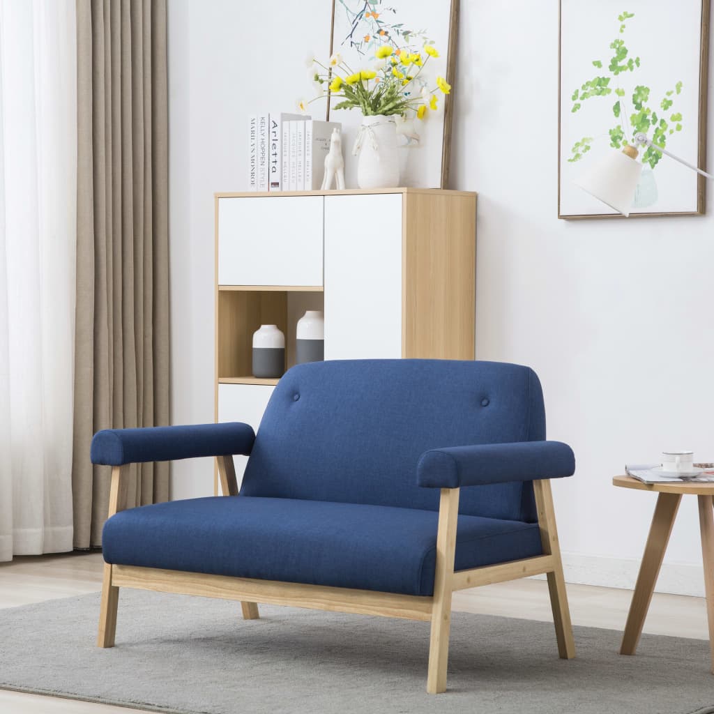 2-seater sofa, blue, fabric