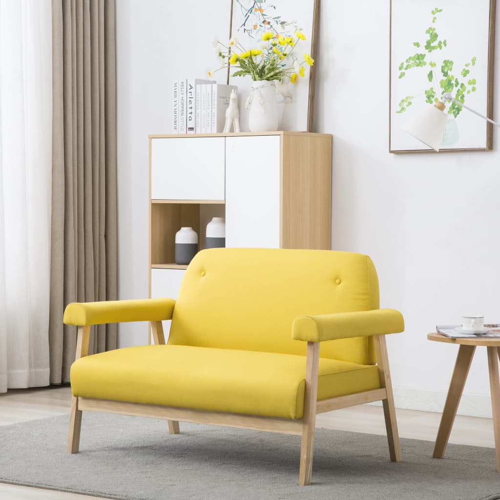 2-seater sofa, yellow, fabric