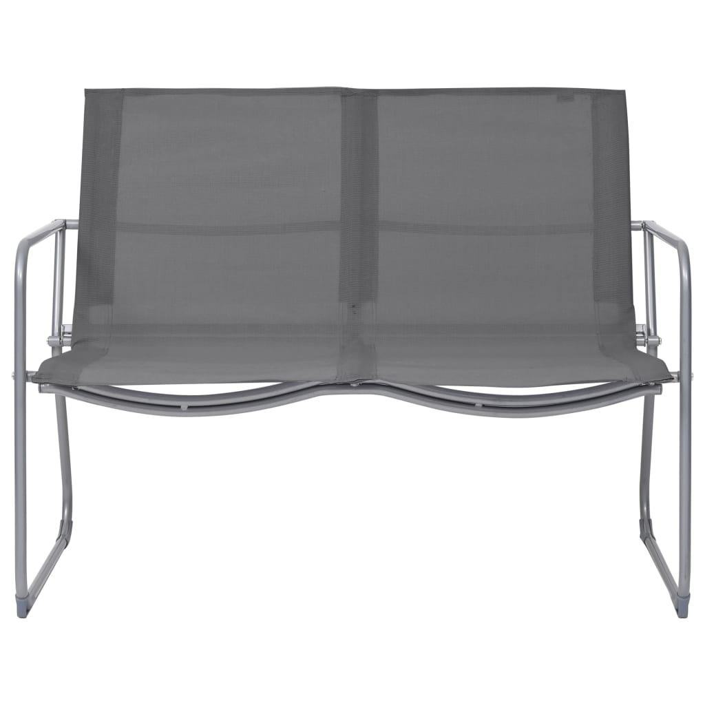 Garden furniture set, 4 pieces, grey, steel and fabric