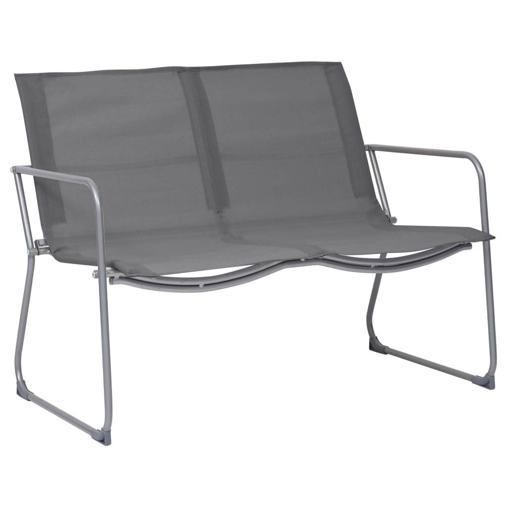 Garden furniture set, 4 pieces, grey, steel and fabric