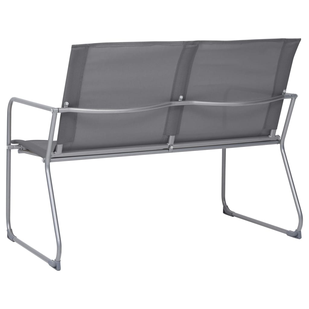 Garden furniture set, 4 pieces, grey, steel and fabric