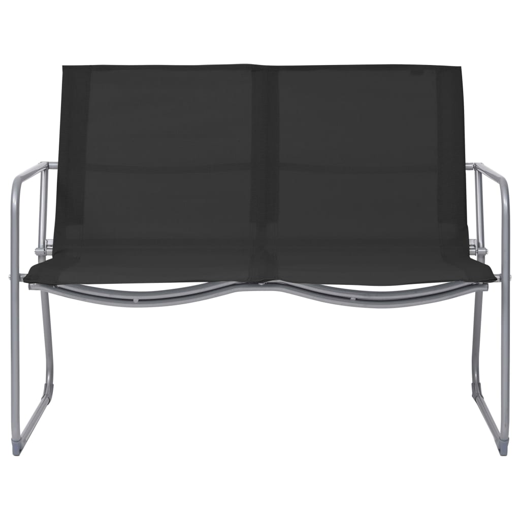 Garden furniture set, 4 pieces, black, steel and fabric