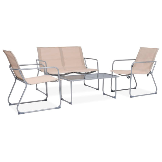 Garden furniture set, 4 pieces, cream, steel and fabric