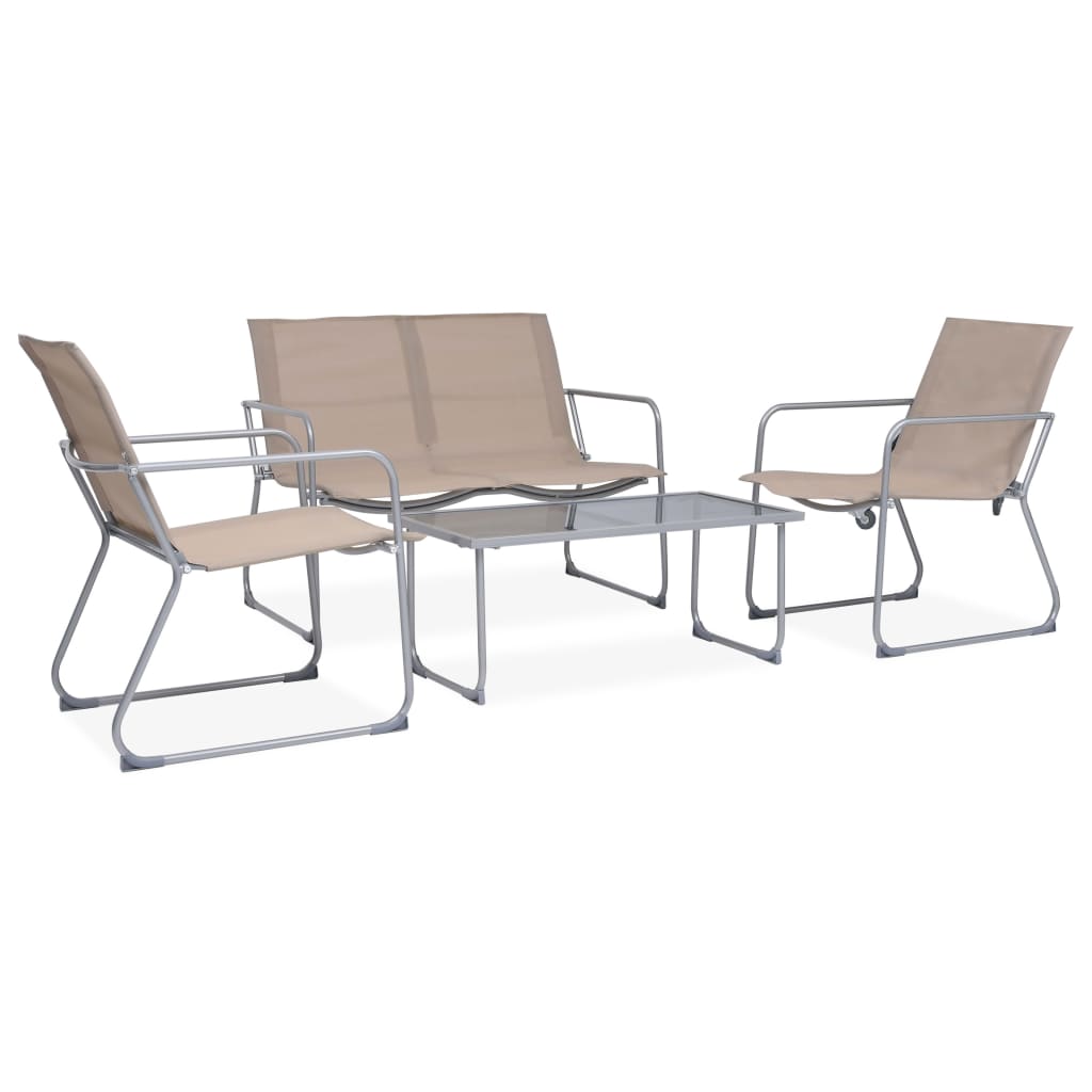 4-piece garden furniture set, taupe grey, steel and fabric