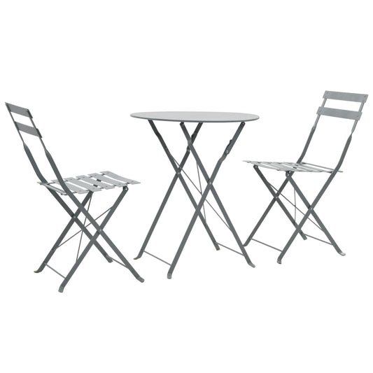 Bistro furniture set, 3 pieces, grey, steel