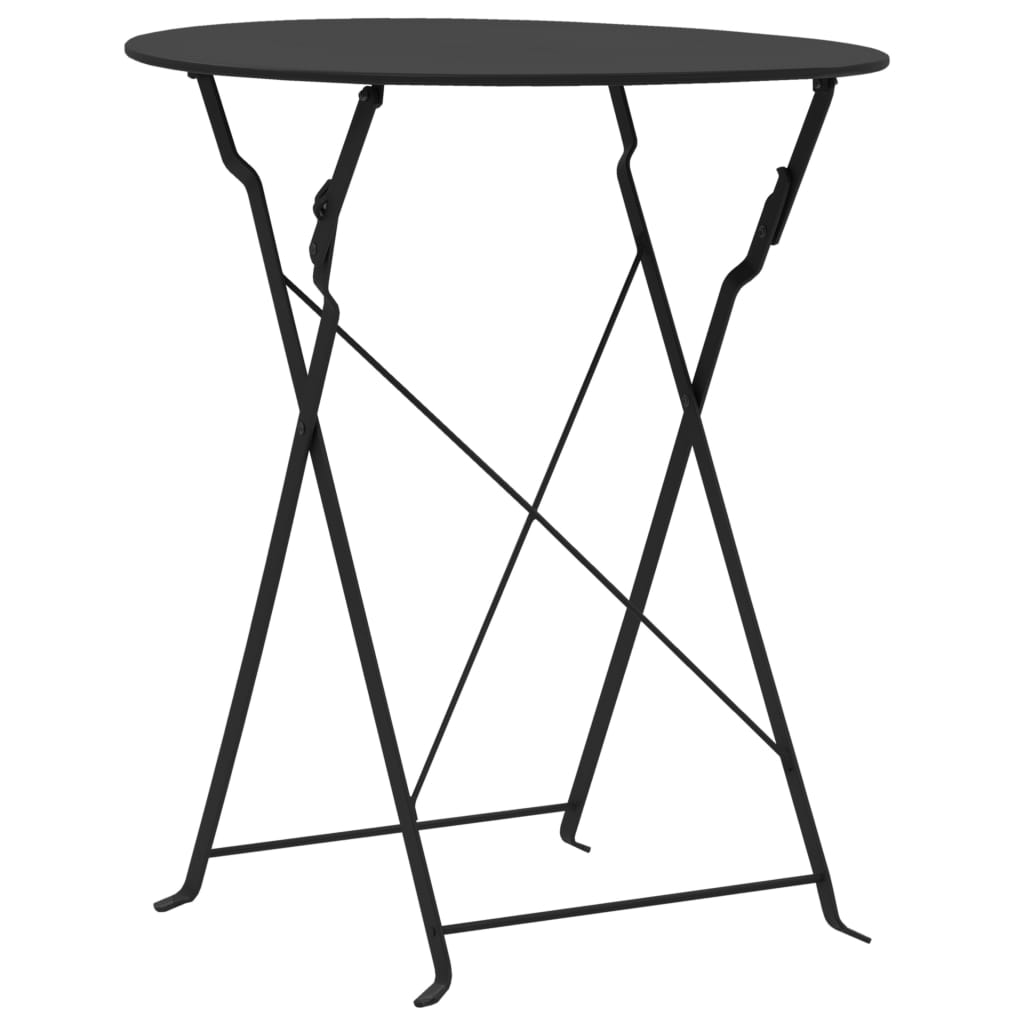 Bistro furniture set, 3 pieces, black, steel