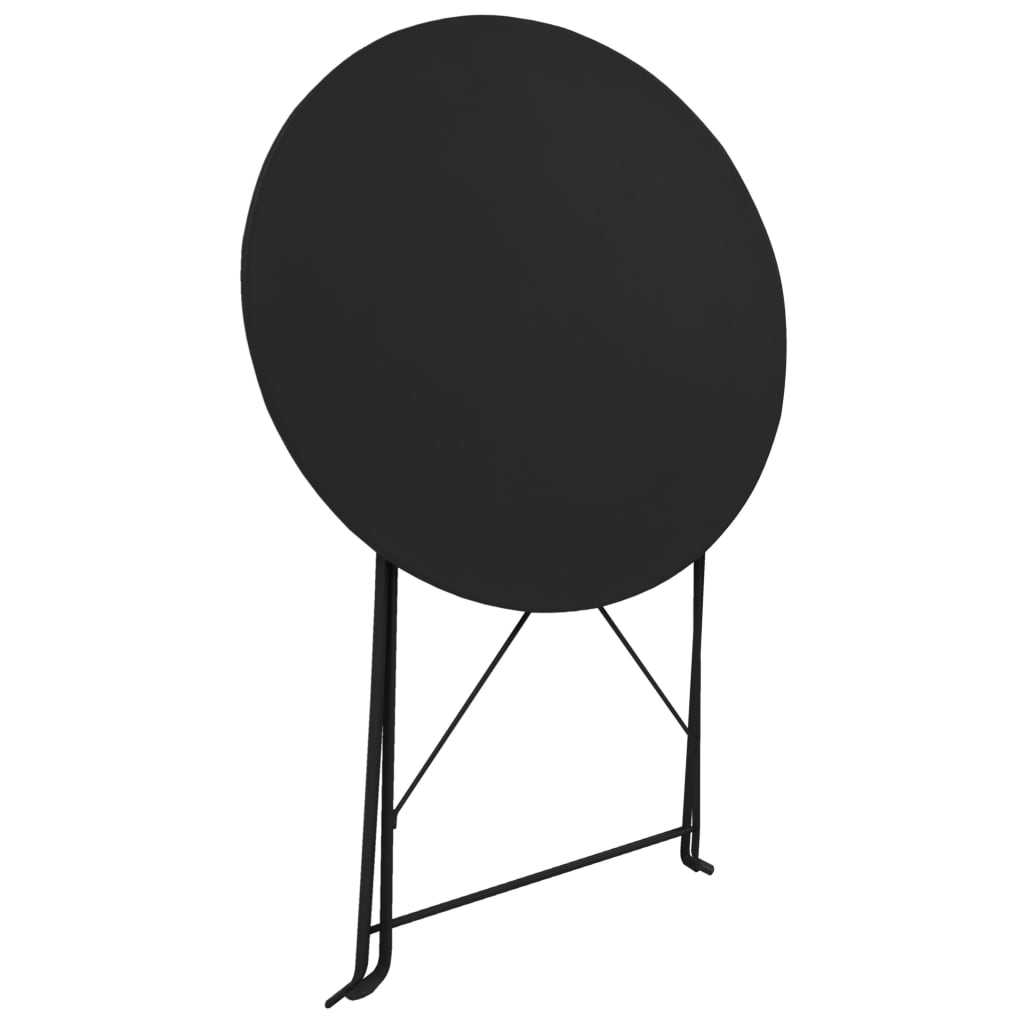 Bistro furniture set, 3 pieces, black, steel