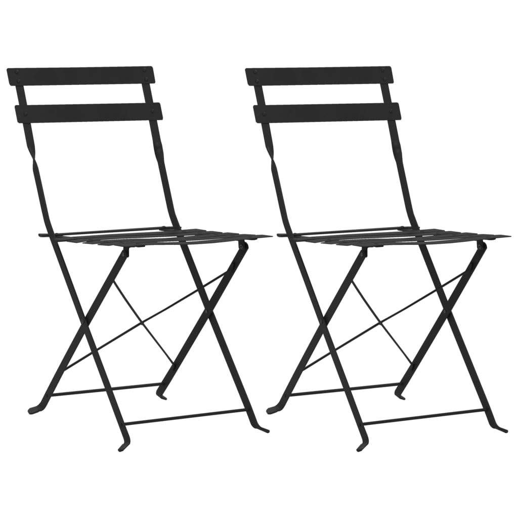 Bistro furniture set, 3 pieces, black, steel