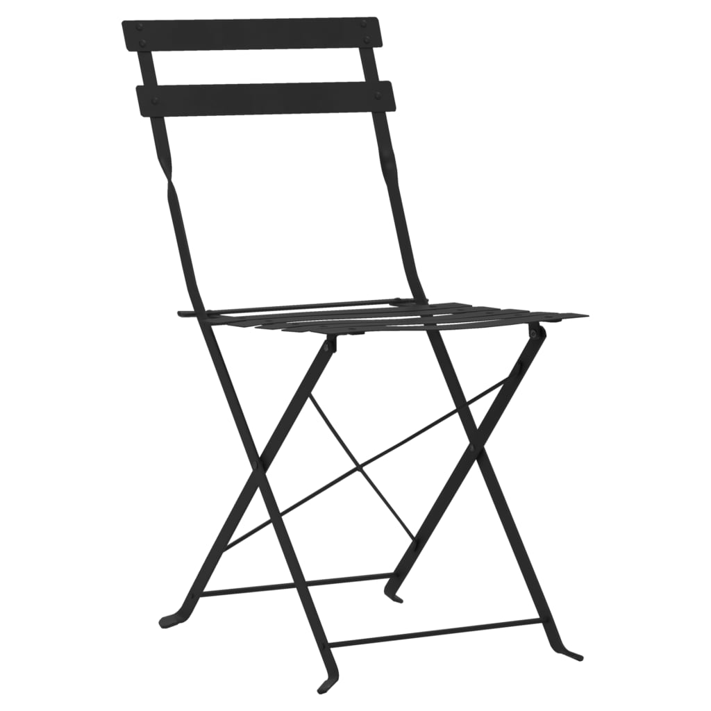 Bistro furniture set, 3 pieces, black, steel