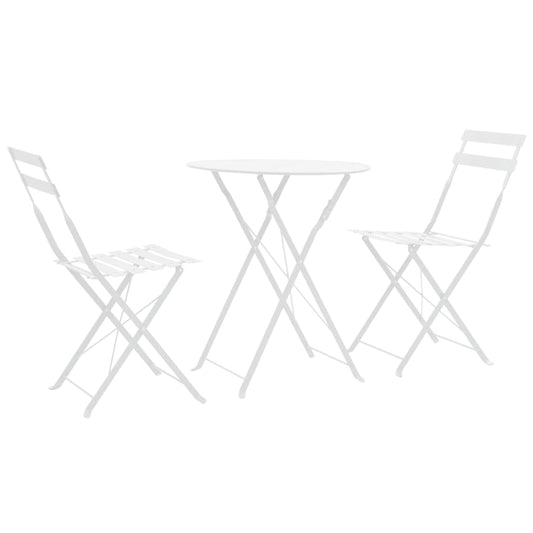 Bistro furniture set, 3 pieces, white, steel