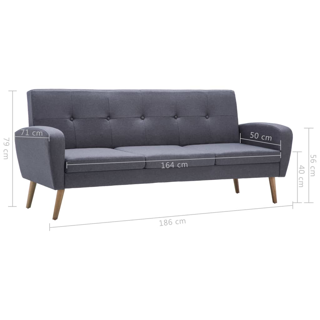 3-seater sofa, fabric, light gray