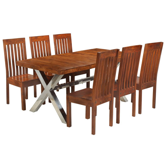 Kitchen furniture set, 7 pieces, solid acacia wood