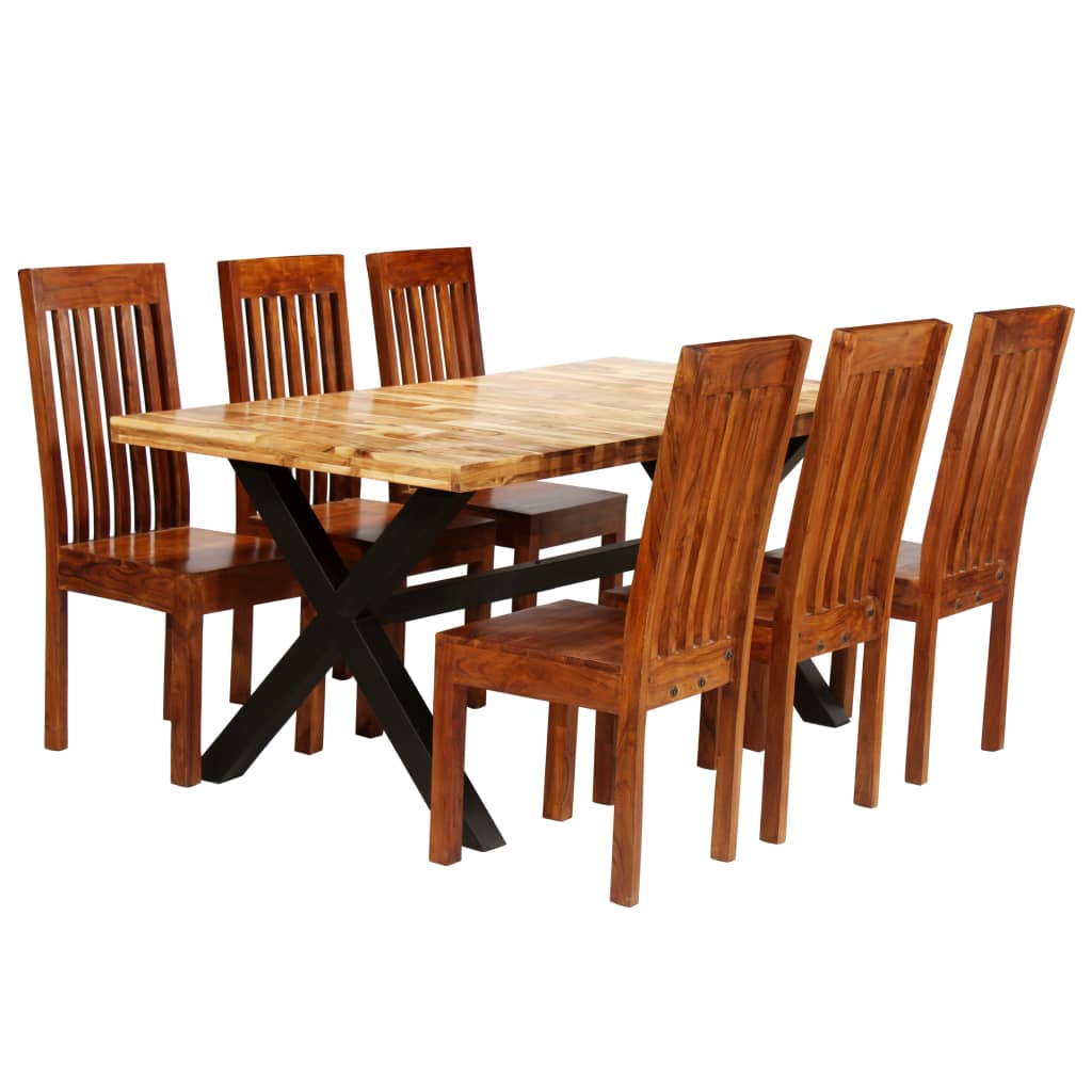 7-piece dining set, solid acacia and mango wood